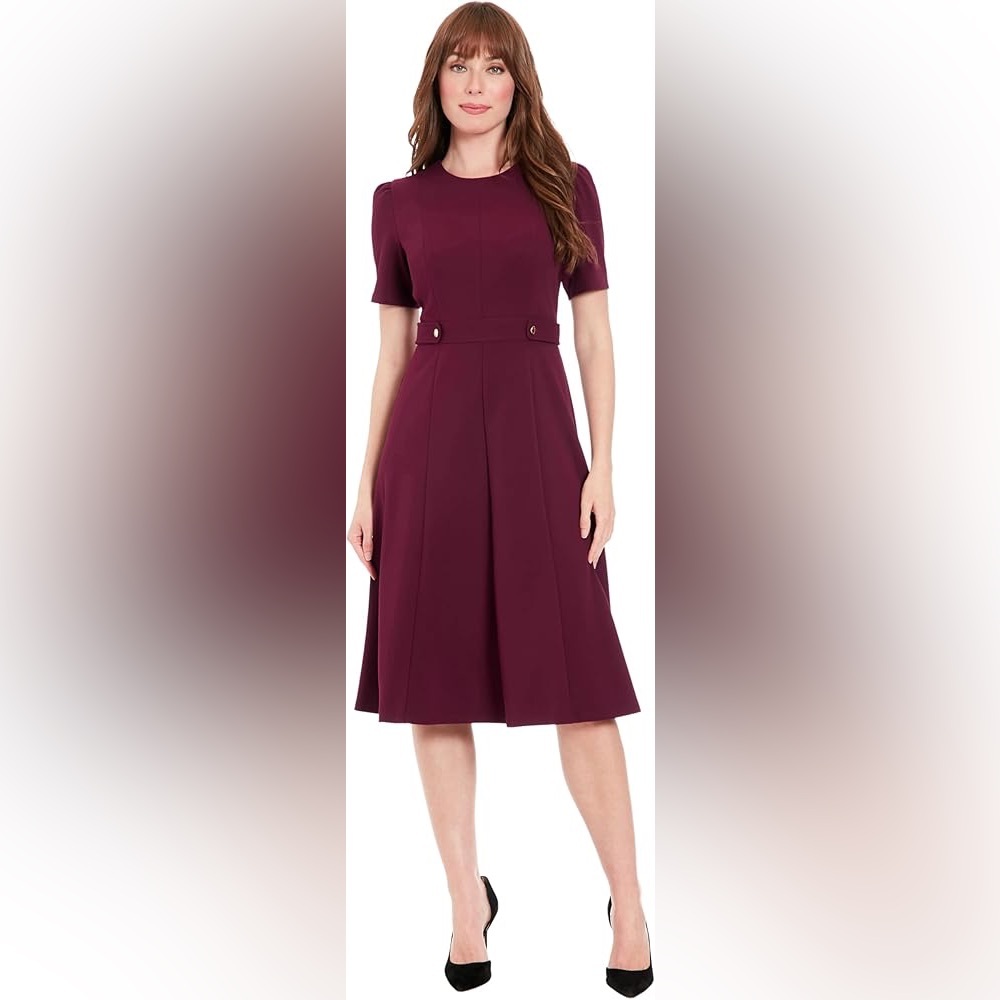 Elegant Mulberry fit and flare Women's Dress - Picture 1 of 6